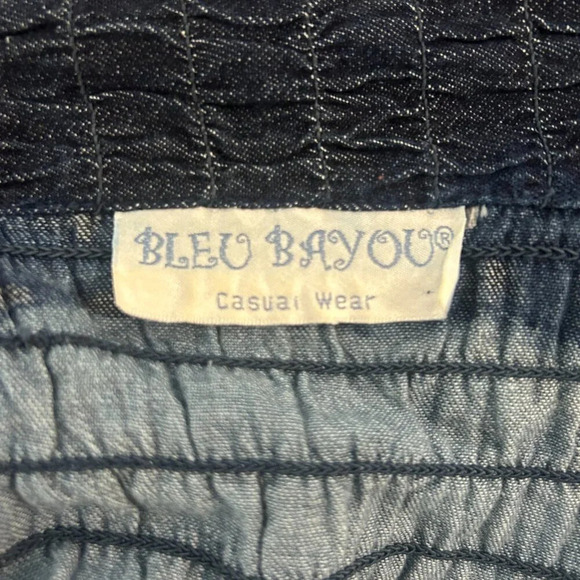 Bleu Bayou Denim Ombre Smocked Open Drape Rhinestone Accented Jacket Size 2X - Picture 2 of 9
